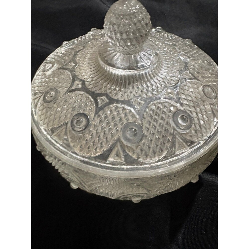 vintage Avon footed round glass powder jar or candy dish